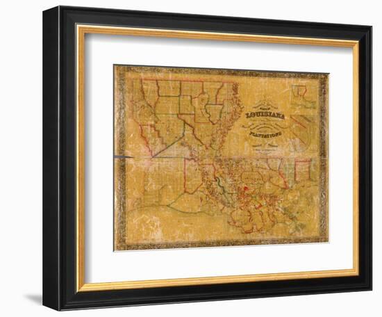 1848, Louisiana State Map with Landowner Names, Louisiana, United States-null-Framed Giclee Print