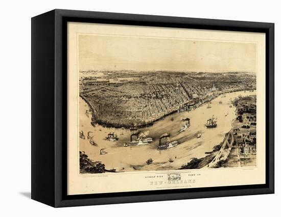 1851, New Orleans Bird's Eye View, Louisiana, United States-null-Framed Premier Image Canvas