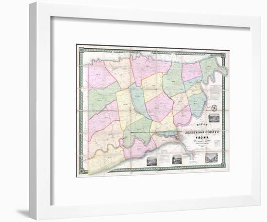 1852, Jefferson County - WV formerly VA Wall Map, West Virginia, United States-null-Framed Giclee Print