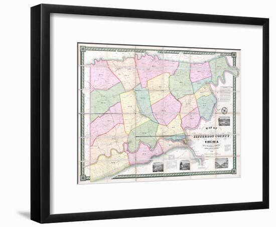 1852, Jefferson County - WV formerly VA Wall Map, West Virginia, United States-null-Framed Giclee Print