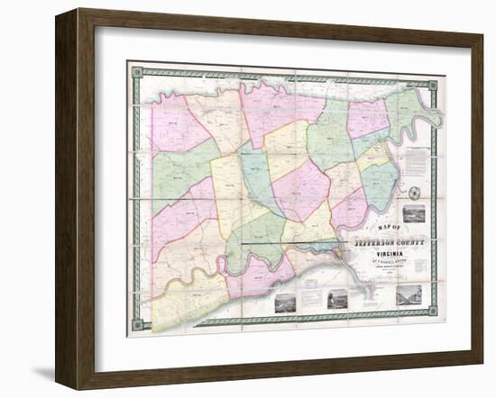 1852, Jefferson County - WV formerly VA Wall Map, West Virginia, United States-null-Framed Giclee Print