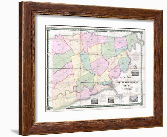 1852, Jefferson County - WV formerly VA Wall Map, West Virginia, United States-null-Framed Giclee Print