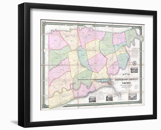 1852, Jefferson County - WV formerly VA Wall Map, West Virginia, United States-null-Framed Giclee Print