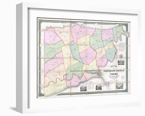 1852, Jefferson County - WV formerly VA Wall Map, West Virginia, United States-null-Framed Giclee Print