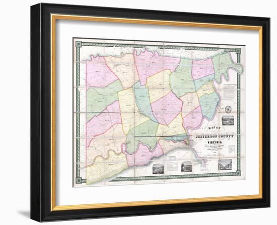 1852, Jefferson County - WV formerly VA Wall Map, West Virginia, United States-null-Framed Giclee Print