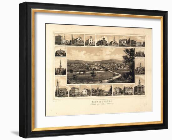 1852, York Bird's Eye View, Pennsylvania, United States-null-Framed Giclee Print