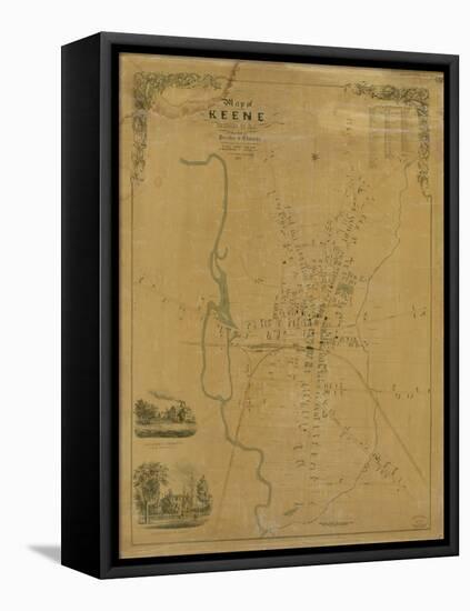 1853, Keene Wall Map, New Hampshire, United States-null-Framed Premier Image Canvas