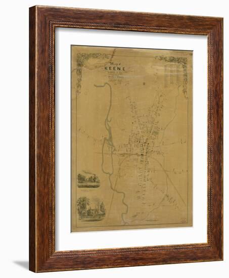 1853, Keene Wall Map, New Hampshire, United States-null-Framed Giclee Print