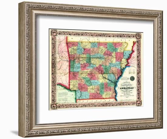 1854, Arkansas State Map, Arkansas, United States-null-Framed Giclee Print