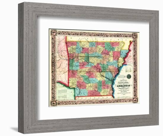 1854, Arkansas State Map, Arkansas, United States-null-Framed Giclee Print