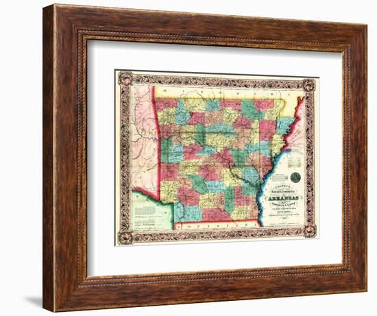 1854, Arkansas State Map, Arkansas, United States-null-Framed Giclee Print