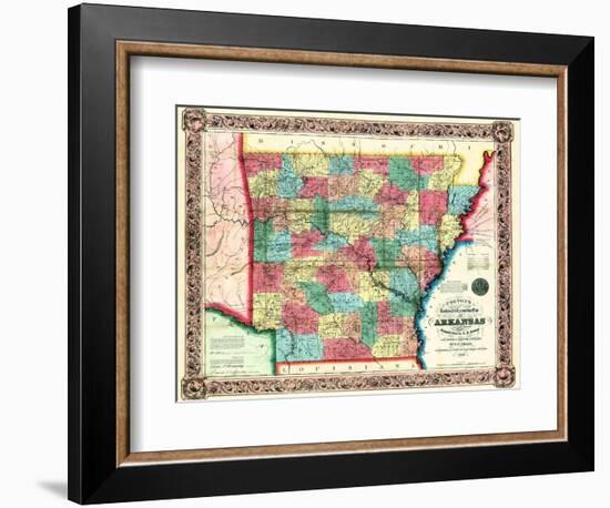 1854, Arkansas State Map, Arkansas, United States-null-Framed Giclee Print