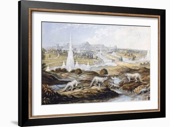 1854 Crystal Palace Dinosaurs by Baxter 1-Paul Stewart-Framed Photographic Print