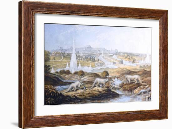 1854 Crystal Palace Dinosaurs by Baxter 2-Paul Stewart-Framed Photographic Print