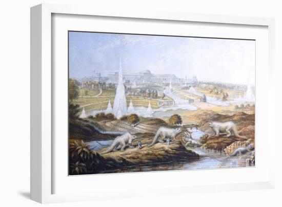 1854 Crystal Palace Dinosaurs by Baxter 2-Paul Stewart-Framed Photographic Print
