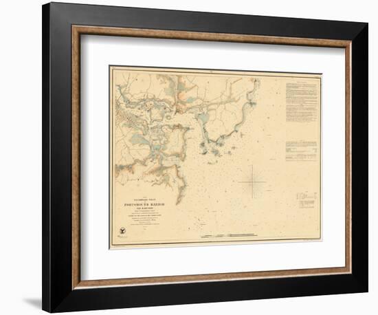 1854, Portsmouth - New Hampshire - Harbor Chart, New Hampshire, United States-null-Framed Giclee Print