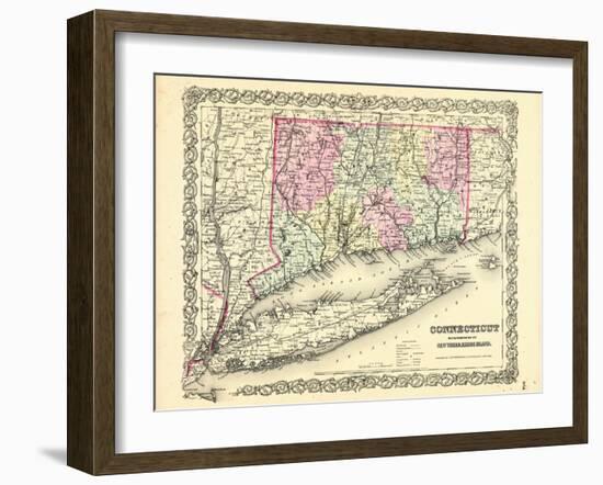 1855, Connecticut State Map Long Island Sound, Connecticut, United States-null-Framed Giclee Print