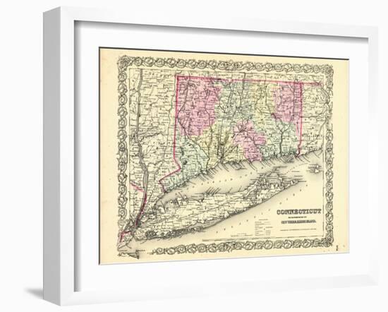 1855, Connecticut State Map Long Island Sound, Connecticut, United States-null-Framed Giclee Print