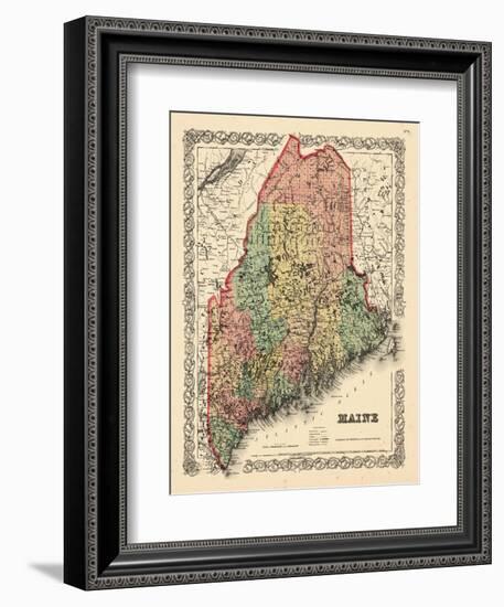 1855, Maine State Map 1855, Maine, United States-null-Framed Giclee Print