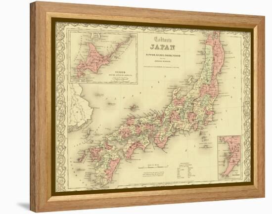 1855 Map of Japan, Showing Prefecture Boundaries-null-Framed Stretched Canvas