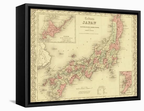 1855 Map of Japan, Showing Prefecture Boundaries-null-Framed Stretched Canvas