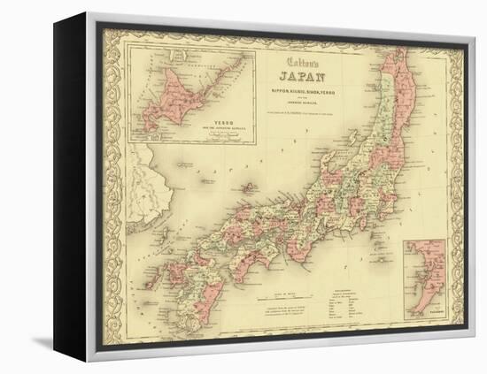 1855 Map of Japan, Showing Prefecture Boundaries-null-Framed Stretched Canvas