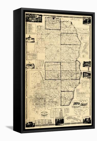 1856, Jefferson County Wall Map, Ohio, United States-null-Framed Premier Image Canvas