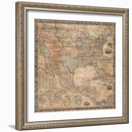 1856 Wall Map of the United States-null-Framed Giclee Print