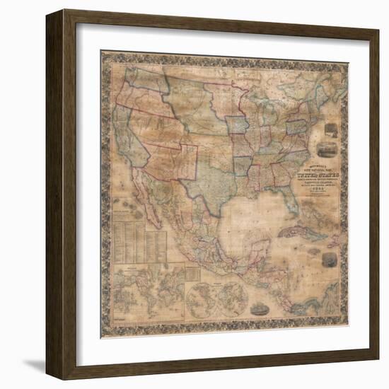 1856 Wall Map of the United States-null-Framed Giclee Print