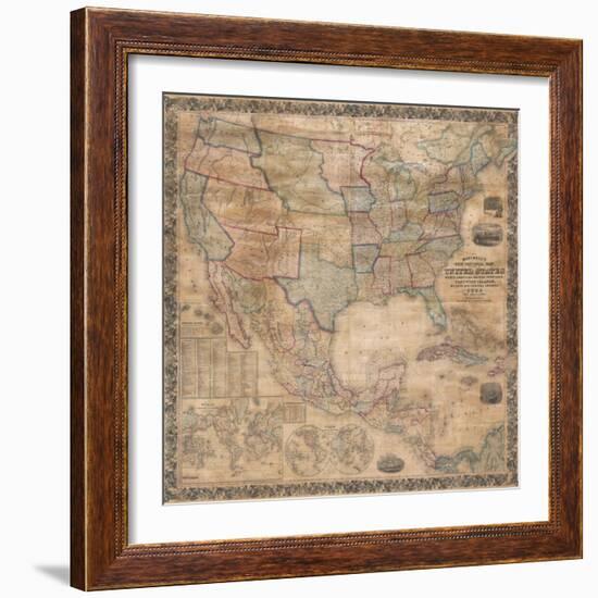 1856 Wall Map of the United States-null-Framed Giclee Print