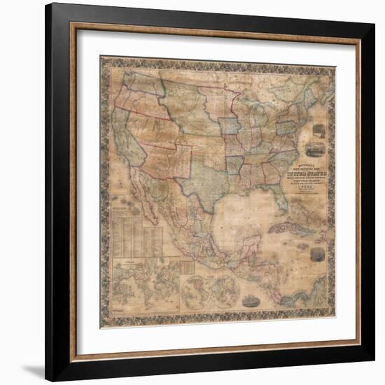 1856 Wall Map of the United States-null-Framed Giclee Print