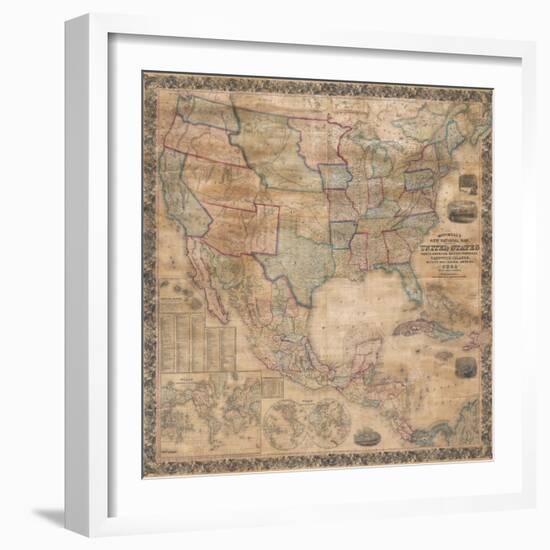 1856 Wall Map of the United States-null-Framed Giclee Print