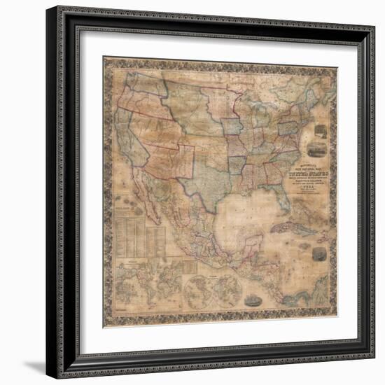 1856 Wall Map of the United States-null-Framed Giclee Print