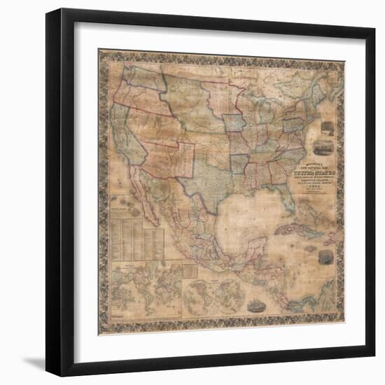 1856 Wall Map of the United States-null-Framed Premium Giclee Print
