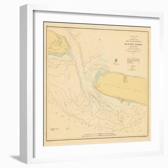 1857, Beaufort Harbor Chart North Carolina, North Carolina, United States-null-Framed Giclee Print