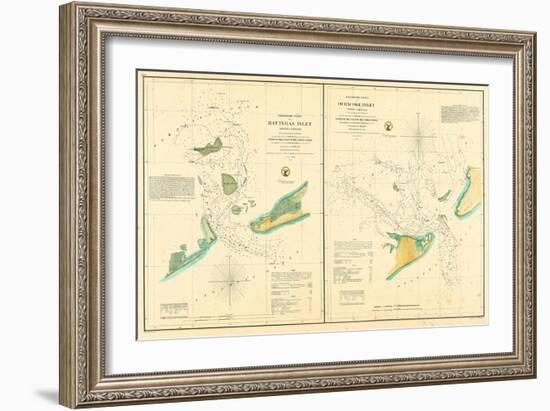 1857, Hatteras and Ocracoke Inlet Chart North Carolina, North Carolina, United States-null-Framed Giclee Print