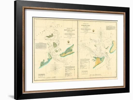 1857, Hatteras and Ocracoke Inlet Chart North Carolina, North Carolina, United States-null-Framed Giclee Print