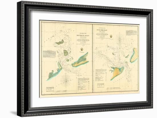 1857, Hatteras and Ocracoke Inlet Chart North Carolina, North Carolina, United States-null-Framed Giclee Print