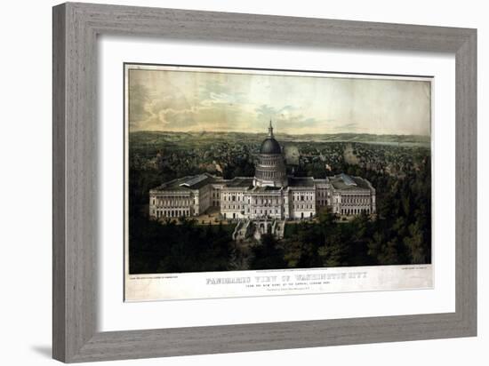 1857, Washington City and Capitol 1857c Bird's Eye View, District of Columbia, United States-null-Framed Giclee Print