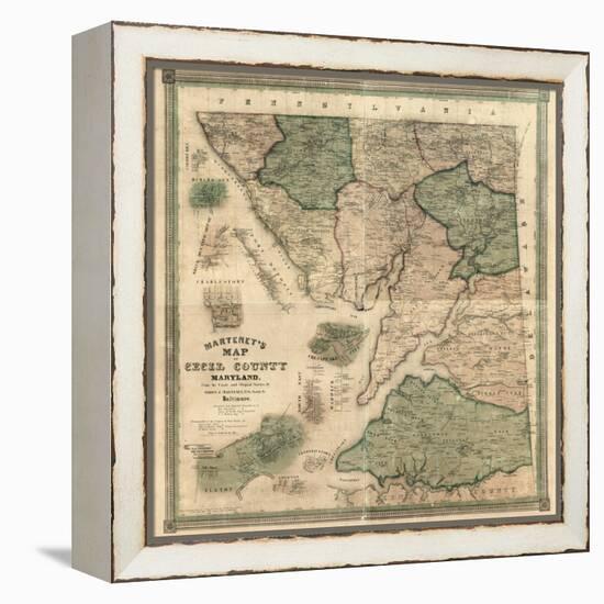 1858, Cecil County Wall Map, Maryland, United States-null-Framed Premier Image Canvas