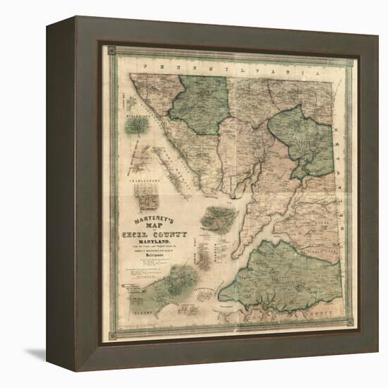 1858, Cecil County Wall Map, Maryland, United States-null-Framed Premier Image Canvas