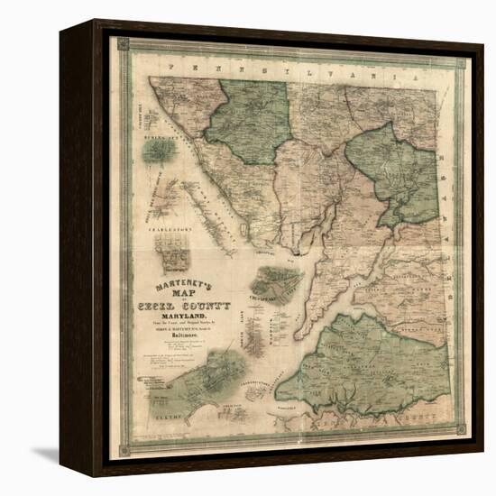 1858, Cecil County Wall Map, Maryland, United States-null-Framed Premier Image Canvas