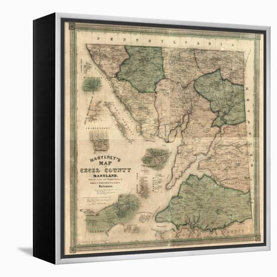 1858, Cecil County Wall Map, Maryland, United States-null-Framed Premier Image Canvas