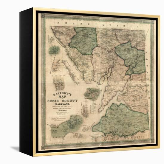 1858, Cecil County Wall Map, Maryland, United States-null-Framed Premier Image Canvas