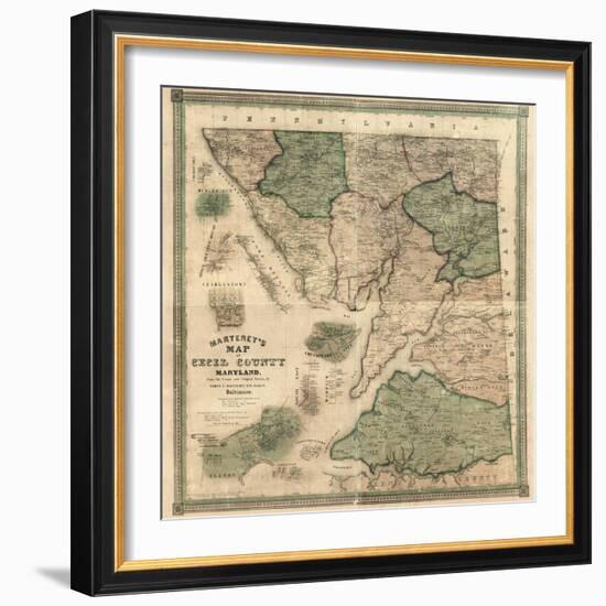 1858, Cecil County Wall Map, Maryland, United States-null-Framed Giclee Print