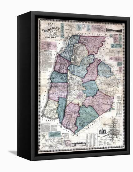 1858, Frederick County Wall Map, Maryland, United States-null-Framed Premier Image Canvas