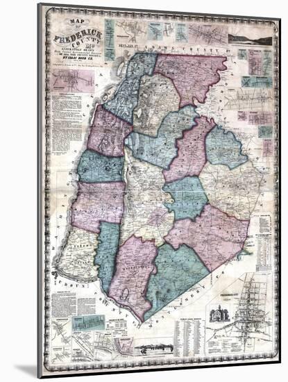 1858, Frederick County Wall Map, Maryland, United States-null-Mounted Giclee Print