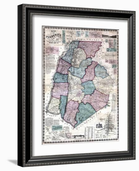 1858, Frederick County Wall Map, Maryland, United States-null-Framed Giclee Print