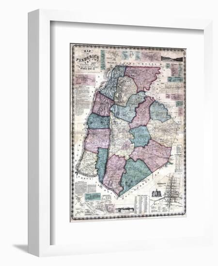 1858, Frederick County Wall Map, Maryland, United States-null-Framed Giclee Print