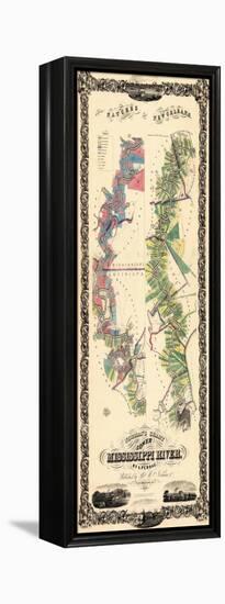 1858, Natchez to New Orleans Lower Mississippi River Map, Louisiana, United States-null-Framed Premier Image Canvas